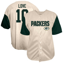 NFL Green Bay Packers Jordan Love  Big & Tall Baseball Button-Up Shirt