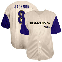 NFL Baltimore Ravens Lamar Jackson  Big & Tall Baseball Button-Up Shirt