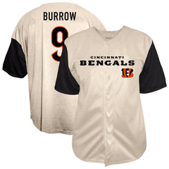 NFL Cincinnati Bengals Joe Burrow  Big & Tall Baseball Button-Up Shirt