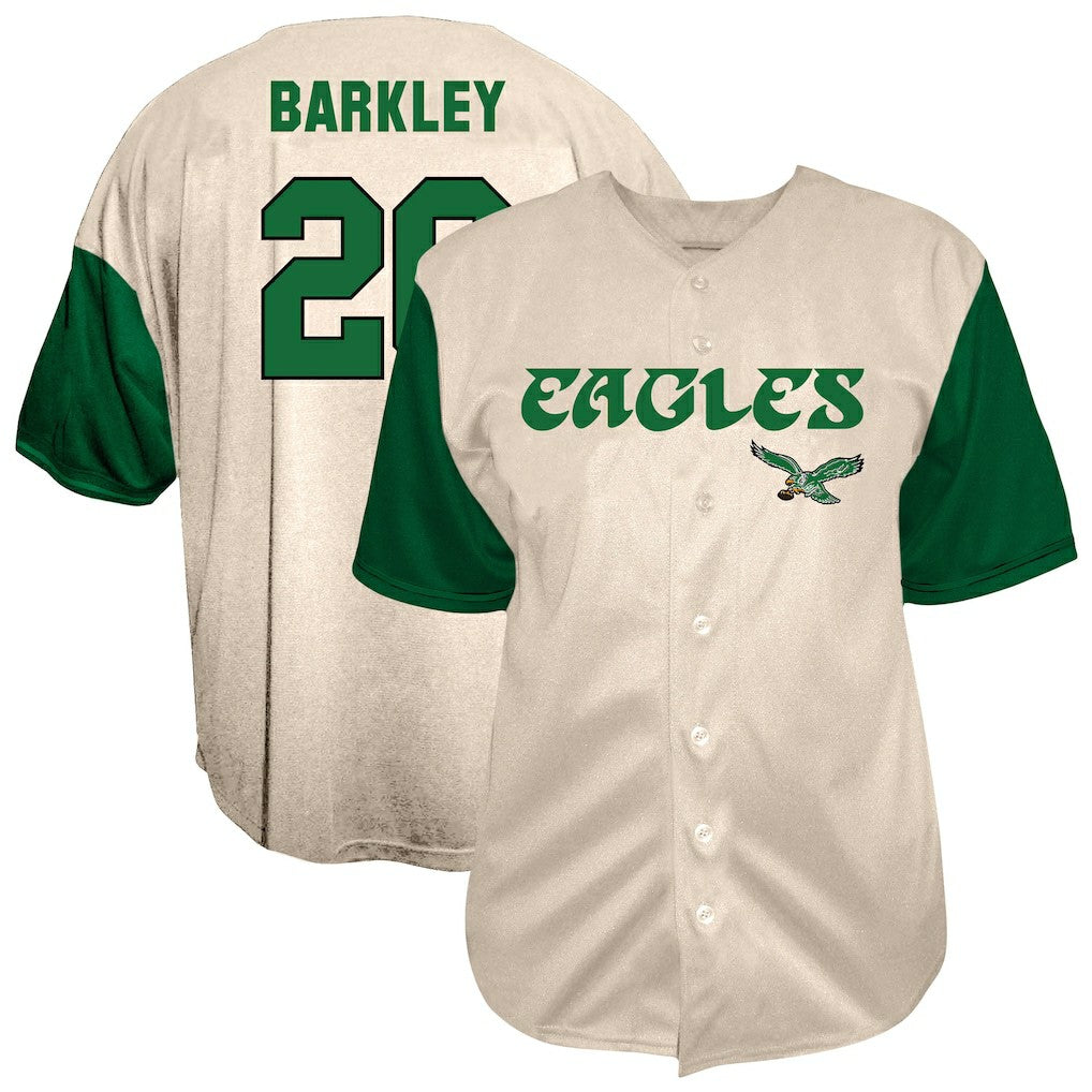 NFL Philadelphia Eagles Saquon Barkley  Big & Tall Baseball Button-Up Shirt