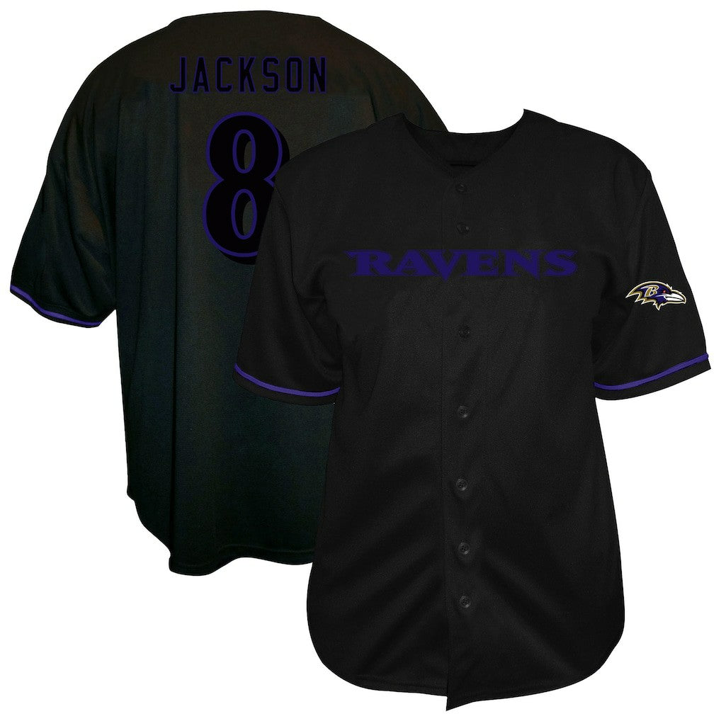 NFL Baltimore Ravens Lamar Jackson  Big & Tall Baseball Button-Up Shirt