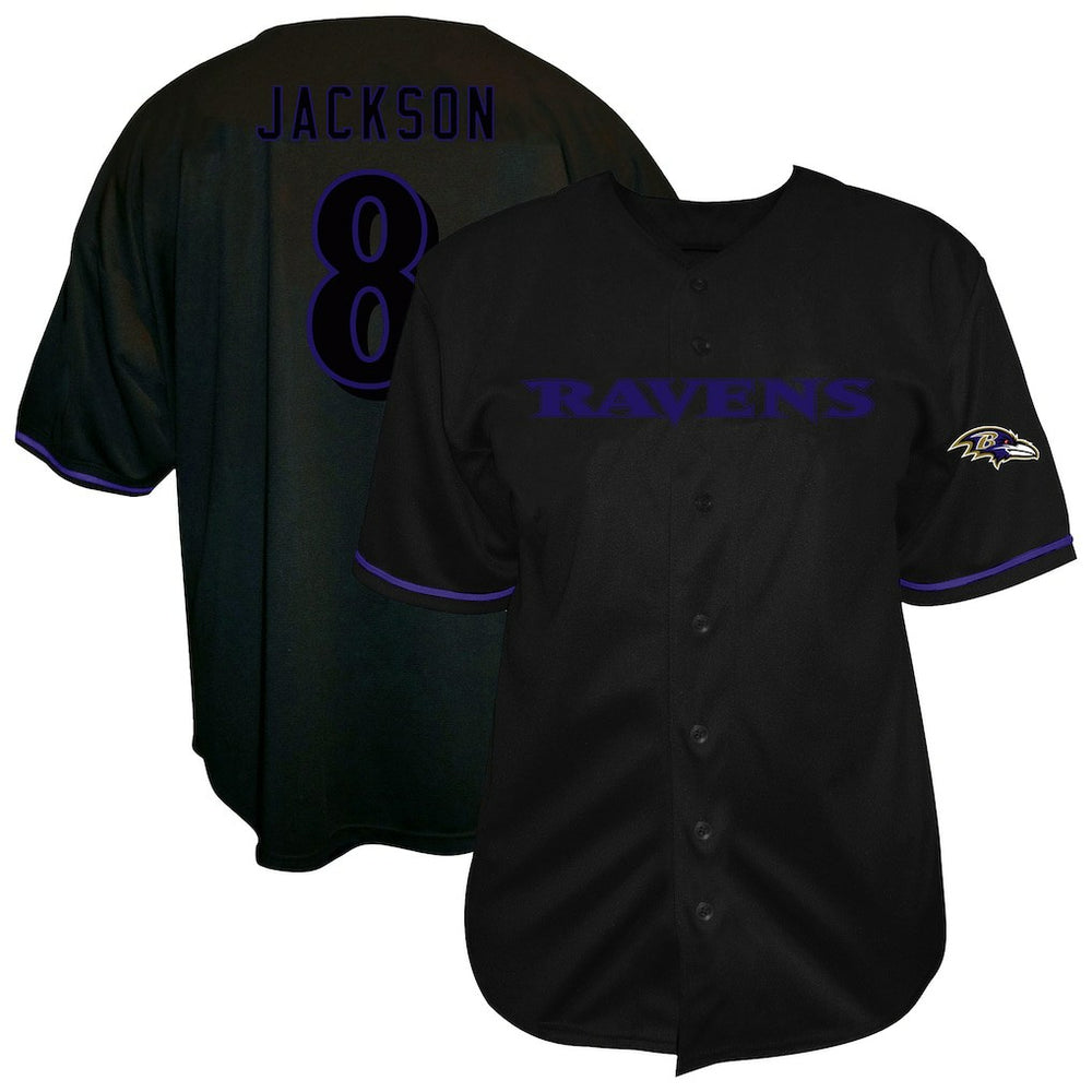 NFL Baltimore Ravens Lamar Jackson  Big & Tall Baseball Button-Up Shirt