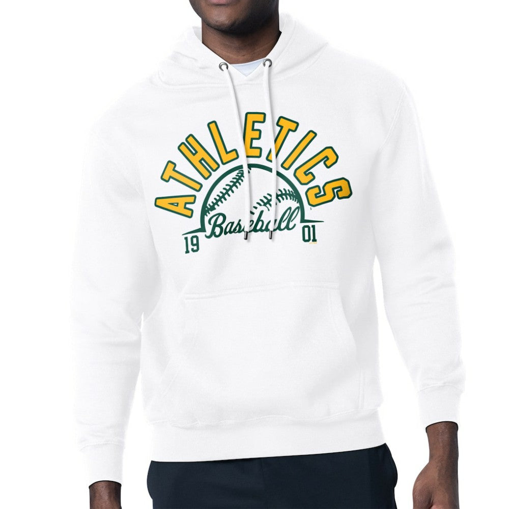 Athletics Starter Half Ball Team Graphic Pullover Hoodie - White