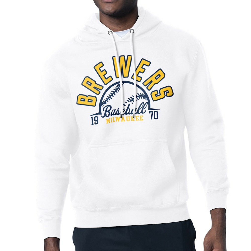 Milwaukee Brewers Starter Half Ball Team Graphic Pullover Hoodie - White