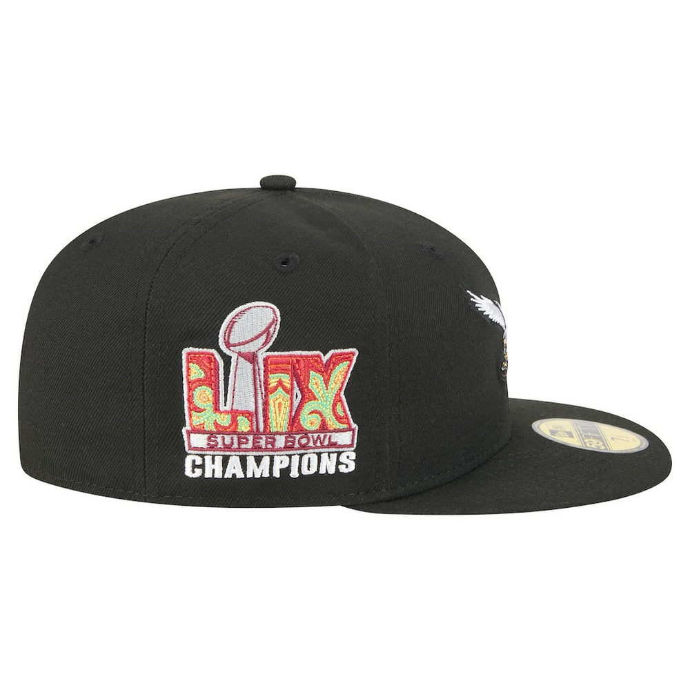 NFL Philadelphia Eagles Super Bowl LIX Champions Historic Side Patch 59FIFTY Fitted Hat
