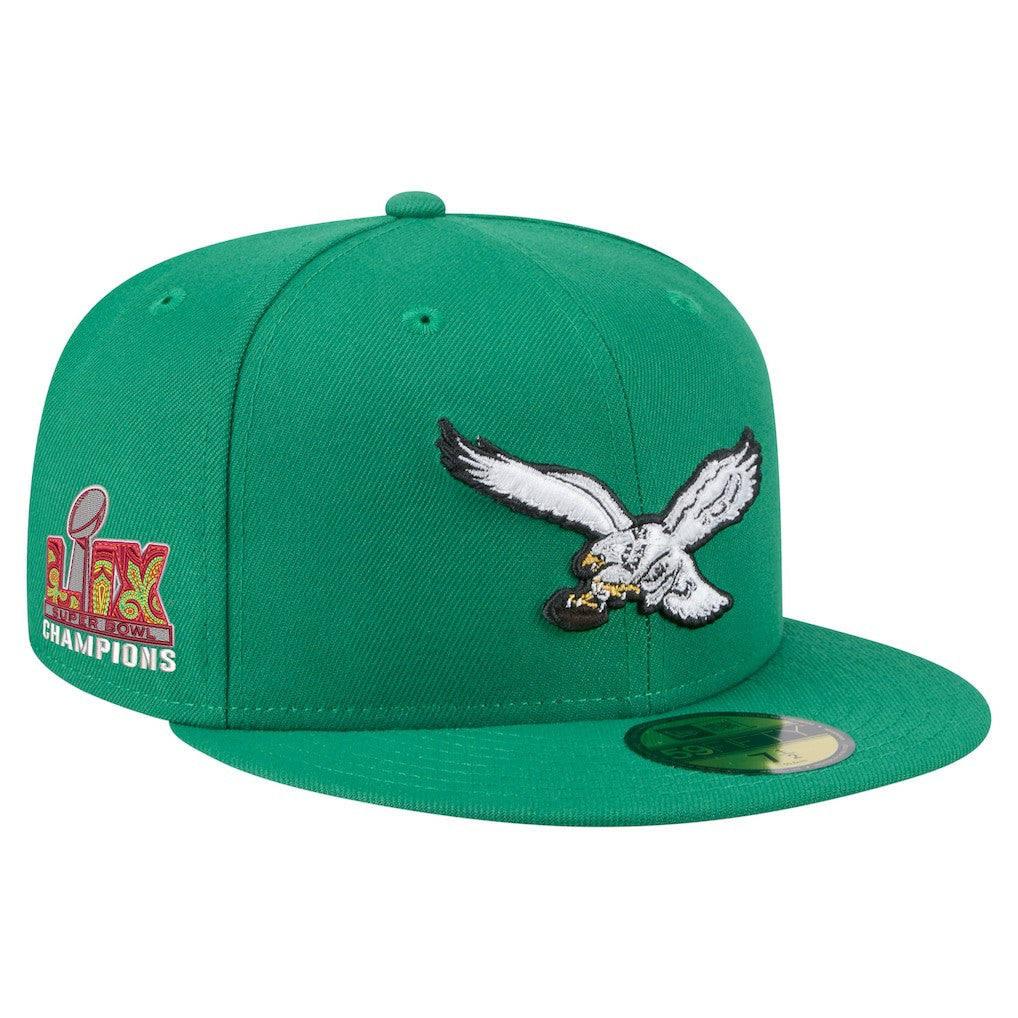 NFL Philadelphia Eagles Super Bowl LIX Champions Historic Side Patch 59FIFTY Fitted Hat