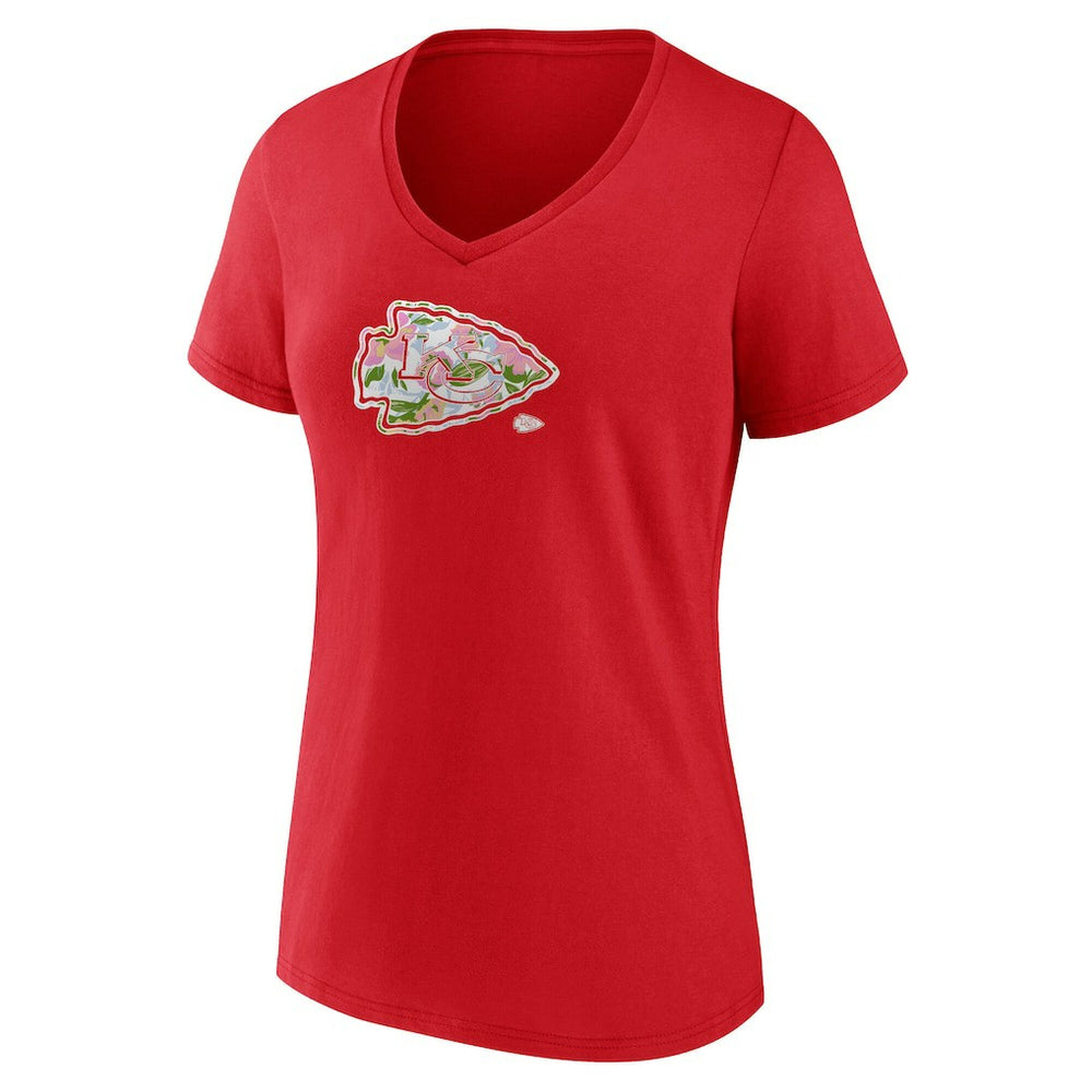NFL Kansas City Chiefs Women's Number 1 Mom Floral V-Neck T-Shirt