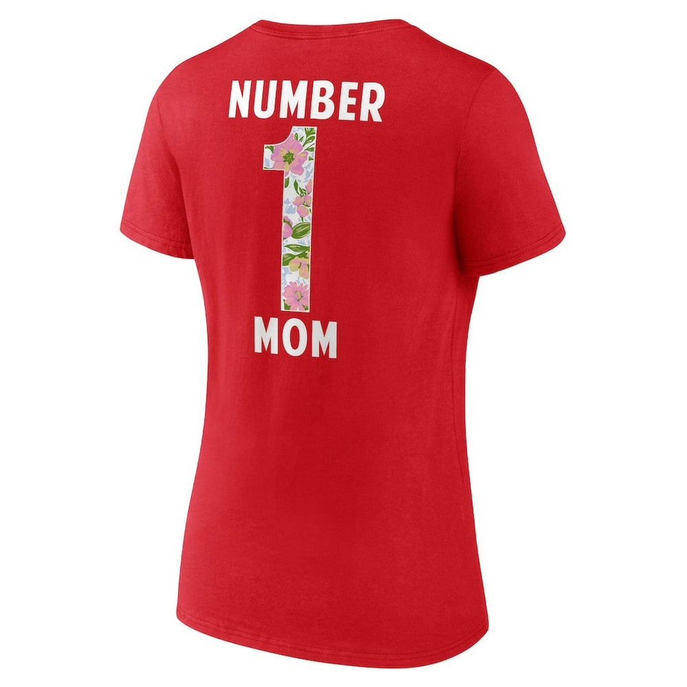 NFL Kansas City Chiefs Women's Number 1 Mom Floral V-Neck T-Shirt