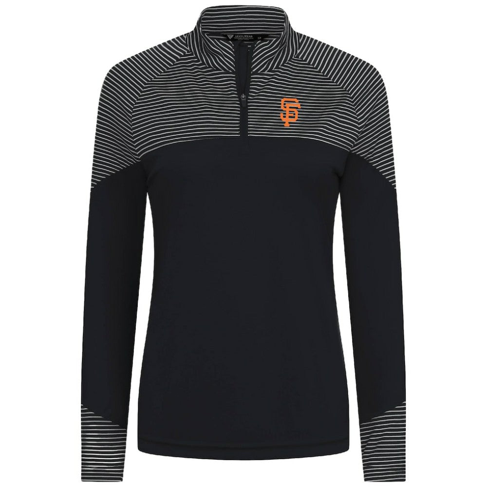 San Francisco Giants Levelwear Women's Classic Stripes Insignia 2.0 Raglan Quarter-Zip Top - Black