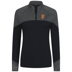 San Francisco Giants Levelwear Women's Classic Stripes Insignia 2.0 Raglan Quarter-Zip Top - Black