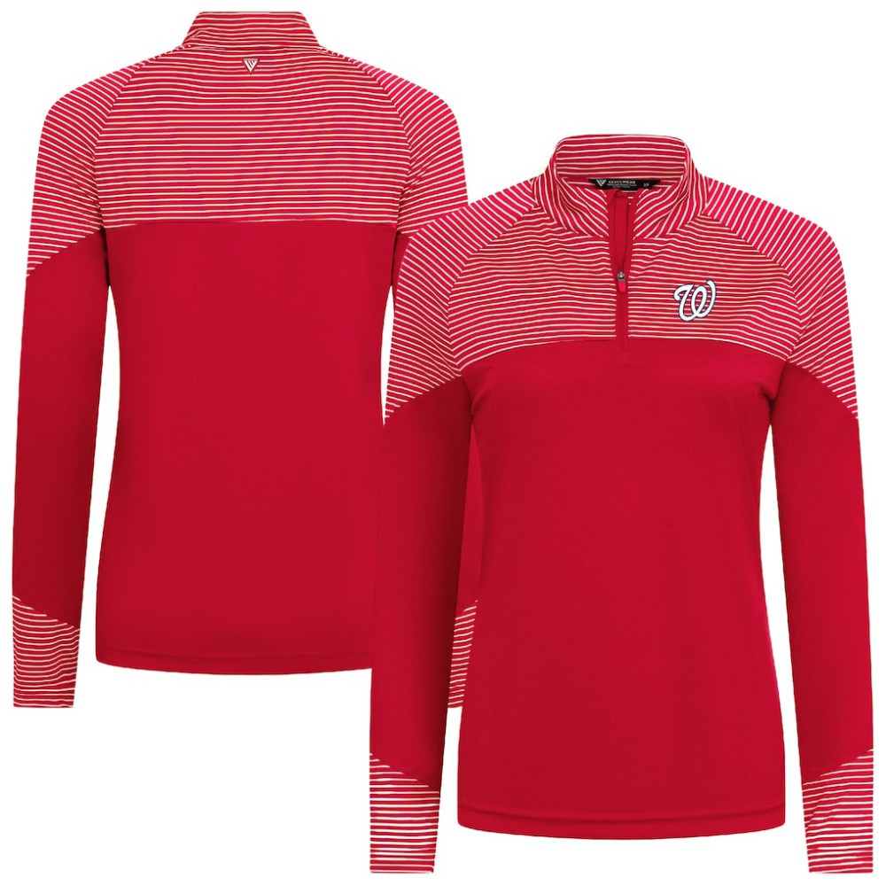 Washington Nationals Levelwear Women's Classic Stripes Insignia 2.0 Raglan Quarter-Zip Top - Red