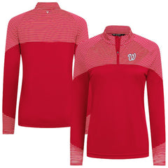 Washington Nationals Levelwear Women's Classic Stripes Insignia 2.0 Raglan Quarter-Zip Top - Red