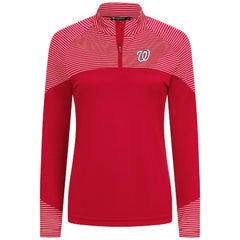 Washington Nationals Levelwear Women's Classic Stripes Insignia 2.0 Raglan Quarter-Zip Top - Red