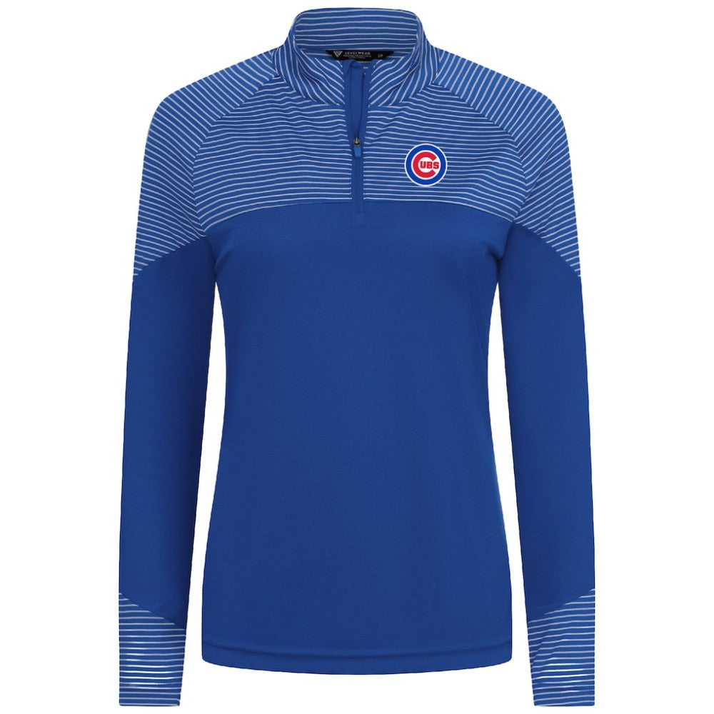 Chicago Cubs Levelwear Women's Classic Stripes Insignia 2.0 Raglan Quarter-Zip Top - Royal