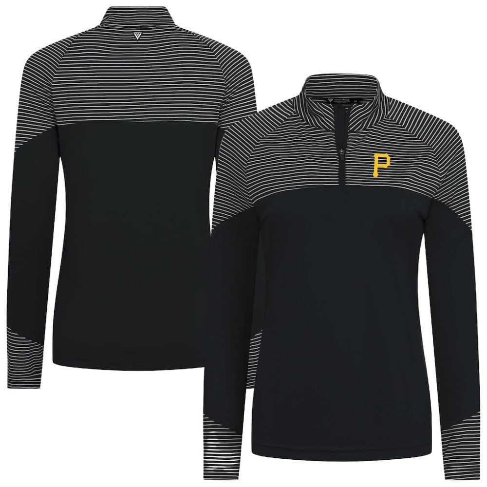 Pittsburgh Pirates Levelwear Women's Classic Stripes Insignia 2.0 Raglan Quarter-Zip Top - Black