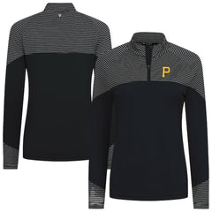 Pittsburgh Pirates Levelwear Women's Classic Stripes Insignia 2.0 Raglan Quarter-Zip Top - Black