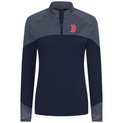 Boston Red Sox Levelwear Women's Classic Stripes Insignia 2.0 Raglan Quarter-Zip Top - Navy