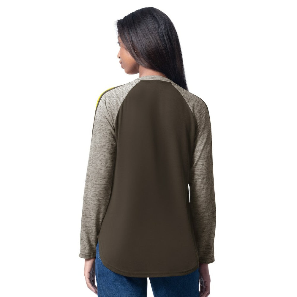 San Diego Padres G-III 4Her by Carl Banks Women's Top Dog Raglan Long Sleeve V-Neck T-Shirt - Brown