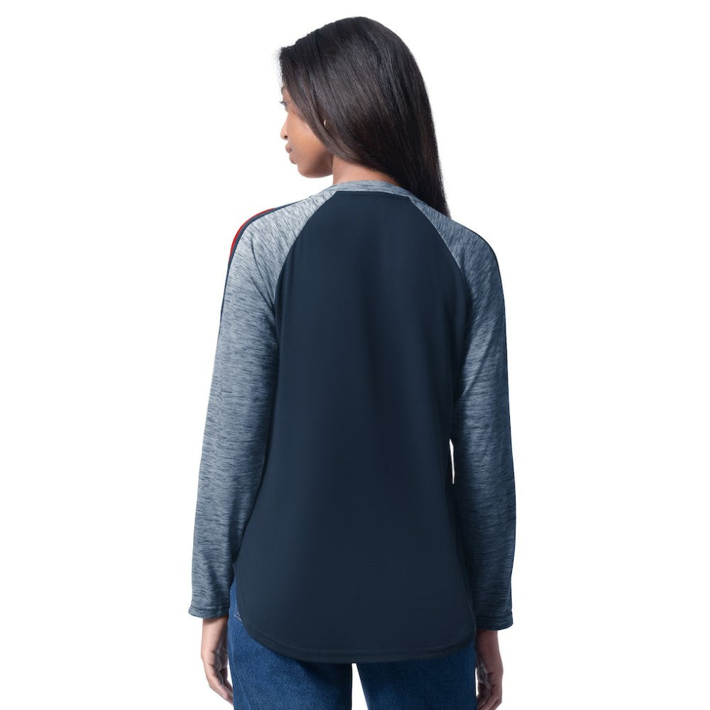 Boston Red Sox G-III 4Her by Carl Banks Women's Top Dog Raglan Long Sleeve V-Neck T-Shirt - Navy