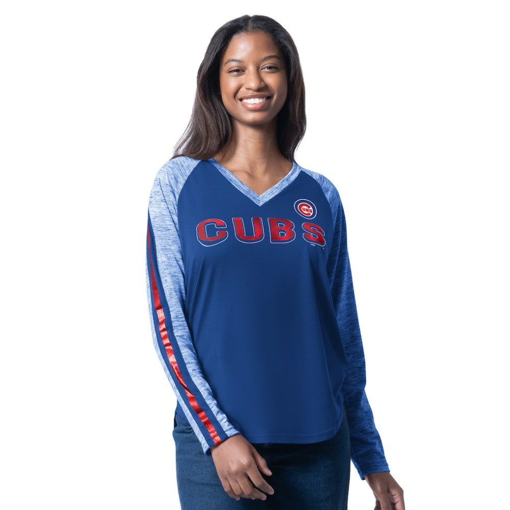 Chicago Cubs G-III 4Her by Carl Banks Women's Top Dog Raglan Long Sleeve V-Neck T-Shirt - Royal