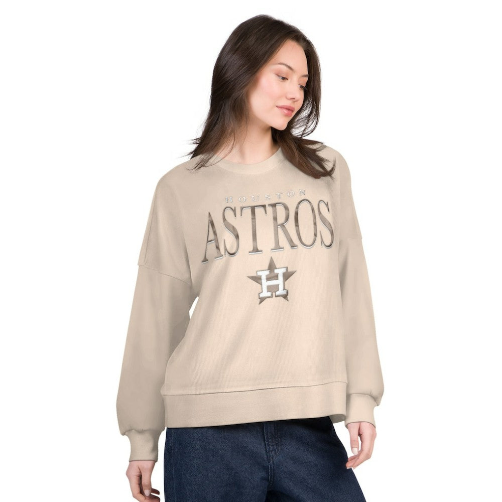 Houston Astros G-III 4Her by Carl Banks Women's Oversized Vet II Sweatshirt - Sand