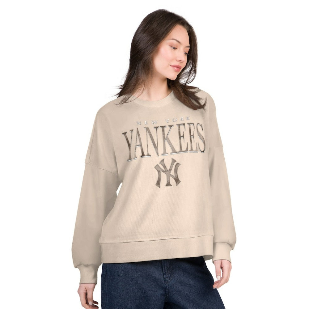 New York Yankees G-III 4Her by Carl Banks Women's Oversized Vet II Sweatshirt - Sand