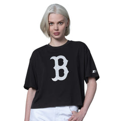 Boston Red Sox Starter Women's Holy Grail Boxy Cropped T-Shirt - Black