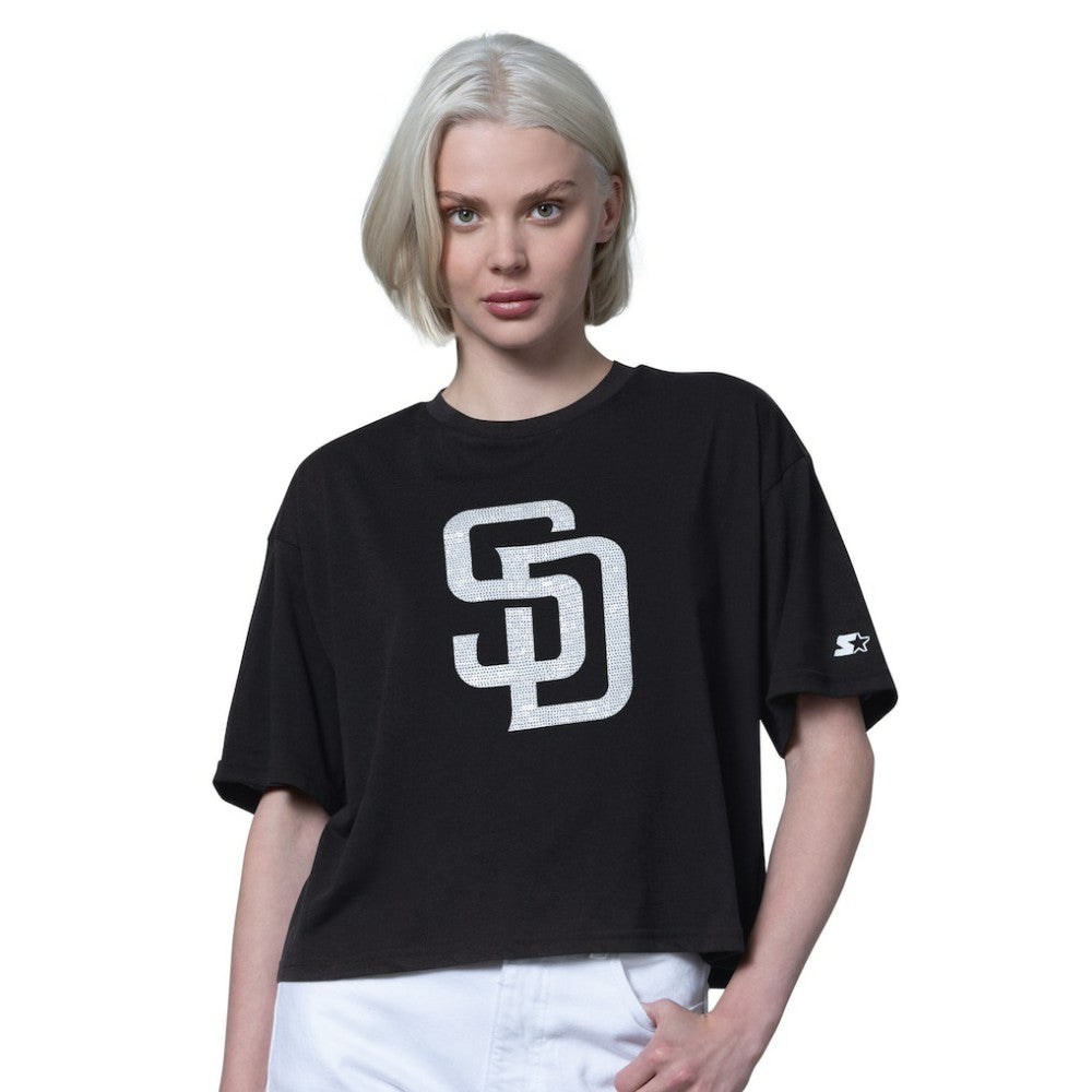 San Diego Padres Starter Women's Holy Grail Boxy Cropped T-Shirt - Black