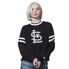 St. Louis Cardinals Starter Women's Rally Cropped Drop Shoulder Crewneck Sweatshirt - Black