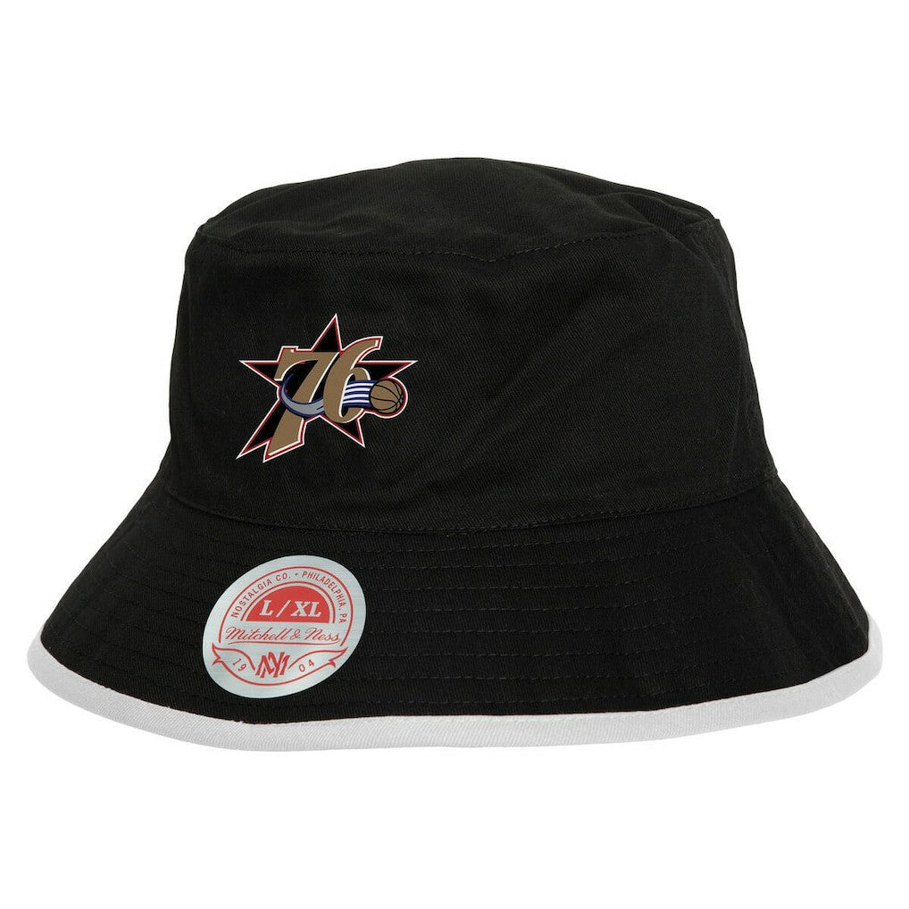 Philadelphia 76ers Flip It Reversible Bucket Hat - Black | Mitchell & Ness outlet