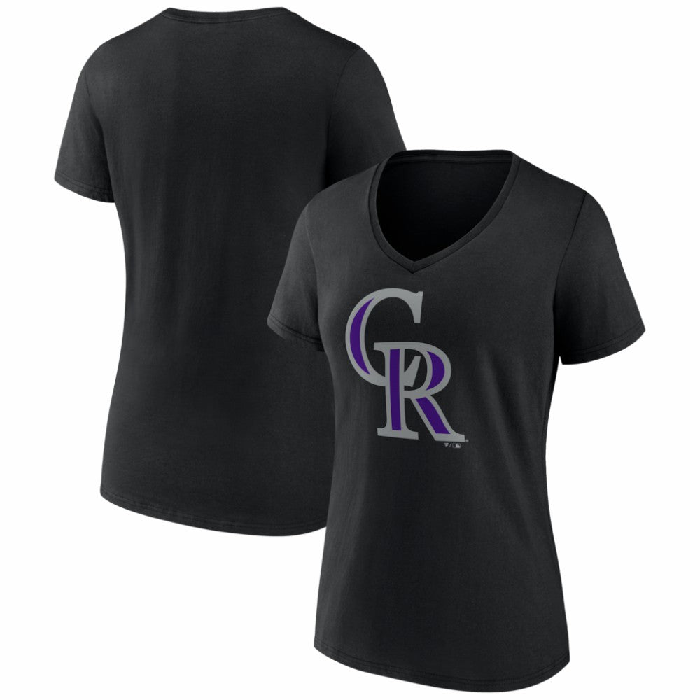 Colorado Rockies Women's Logo V-Neck T-Shirt - Black