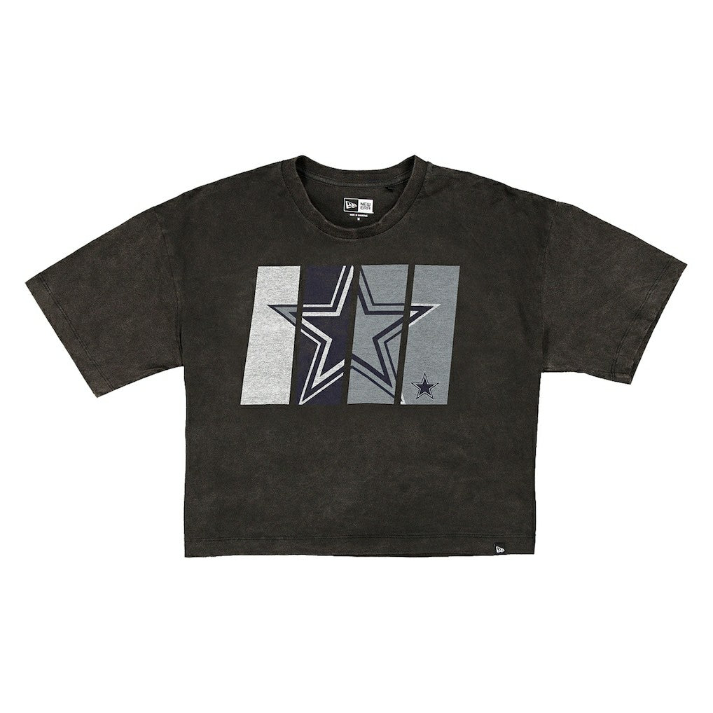 NFL Dallas Cowboys Women's Boxy Cropped Sport Night Mineral Wash T-Shirt