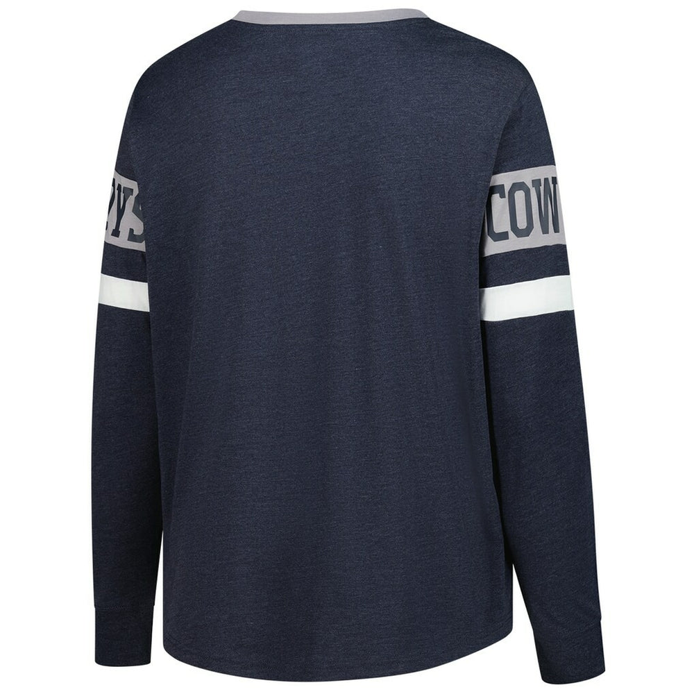 NFL Dallas Cowboys Women's Plus Size Throwback Lace-Up Long Sleeve T-Shirt