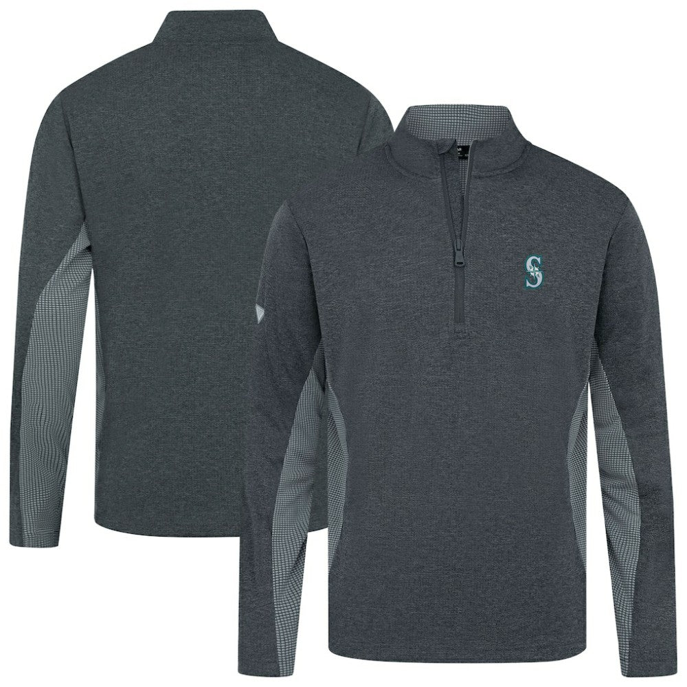 Seattle Mariners Levelwear Waffle Insignia 2.0 Quarter-Zip Pullover - Heather Black