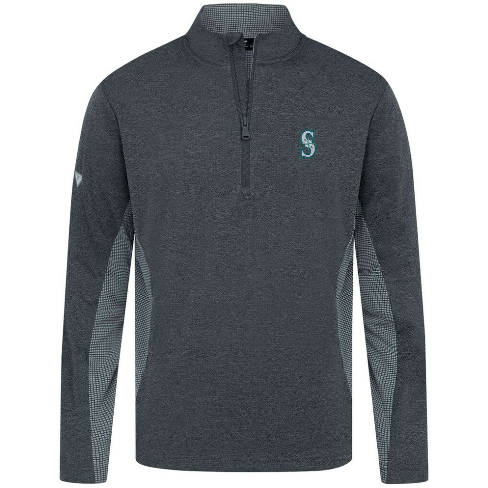 Seattle Mariners Levelwear Waffle Insignia 2.0 Quarter-Zip Pullover - Heather Black