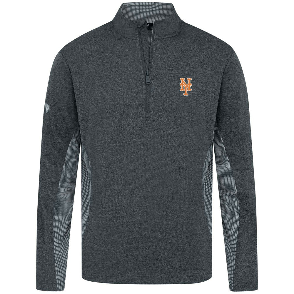 New York Mets Levelwear Waffle Insignia 2.0 Quarter-Zip Pullover - Heather Black