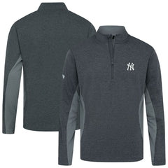 New York Yankees Levelwear Waffle Insignia 2.0 Quarter-Zip Pullover - Heather Black