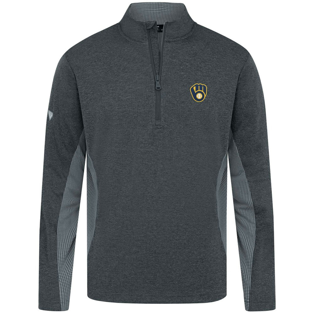 Milwaukee Brewers Levelwear Waffle Insignia 2.0 Quarter-Zip Pullover - Heather Black