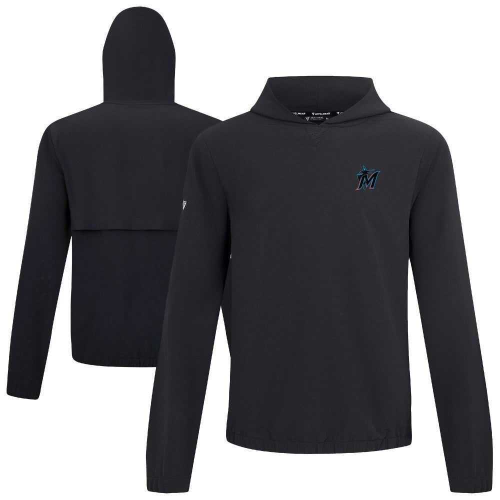 Miami Marlins Levelwear Action Insignia 2.0 Pullover Hoodie - Black