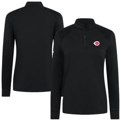 Cincinnati Reds Levelwear Women's Power Insignia 2.0 Quarter-Zip Pullover Top - Black