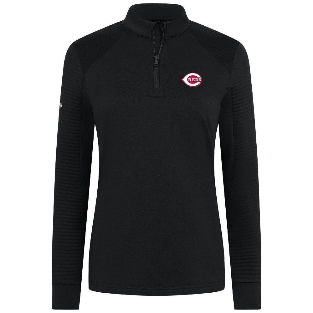 Cincinnati Reds Levelwear Women's Power Insignia 2.0 Quarter-Zip Pullover Top - Black