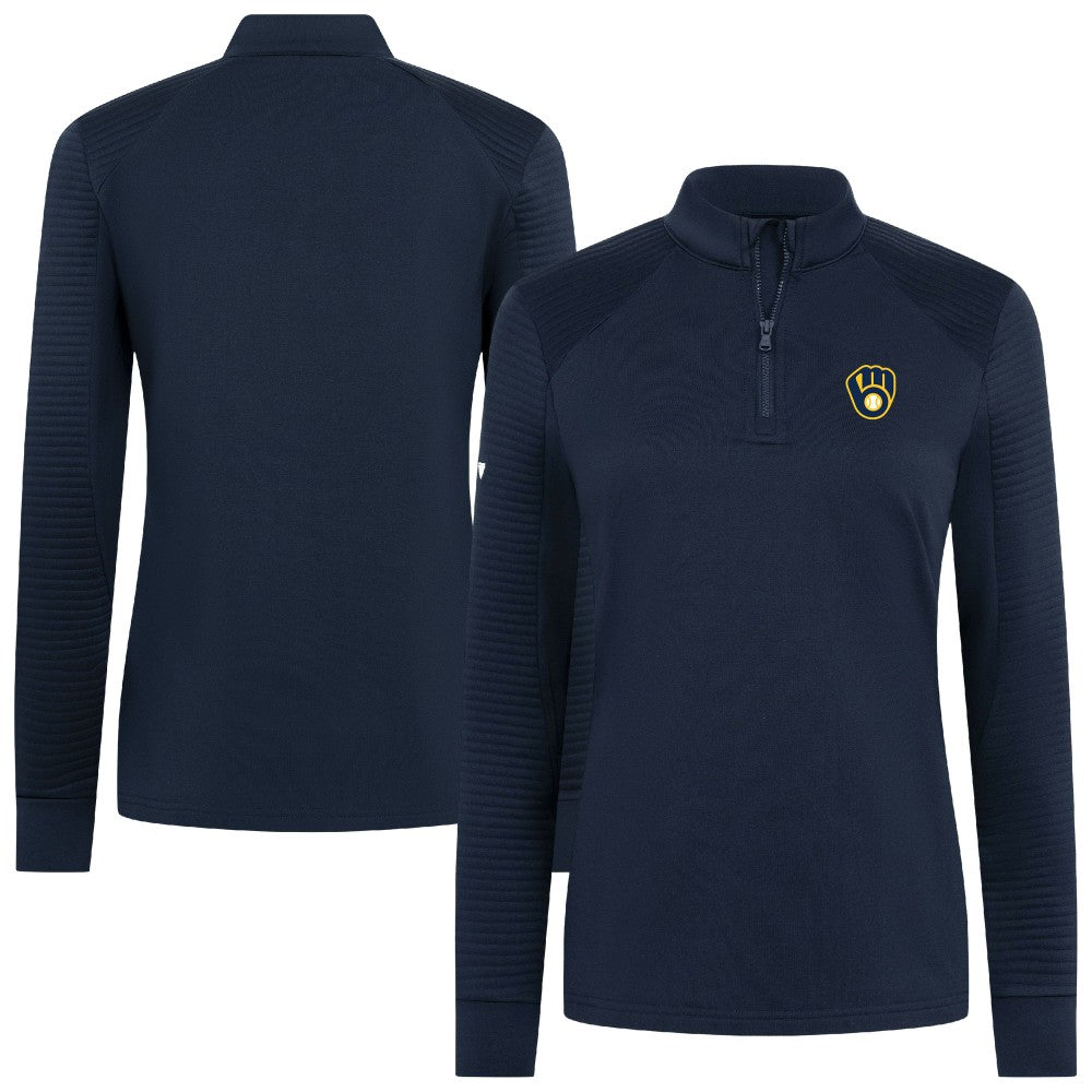 Milwaukee Brewers Levelwear Women's Power Insignia 2.0 Quarter-Zip Pullover Top - Navy