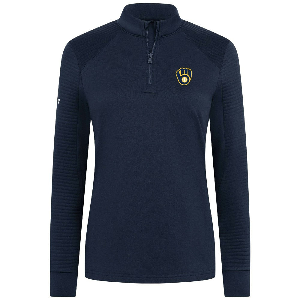 Milwaukee Brewers Levelwear Women's Power Insignia 2.0 Quarter-Zip Pullover Top - Navy