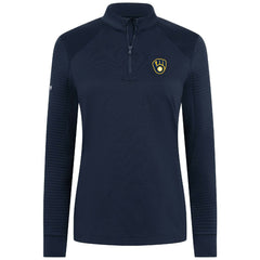 Milwaukee Brewers Levelwear Women's Power Insignia 2.0 Quarter-Zip Pullover Top - Navy