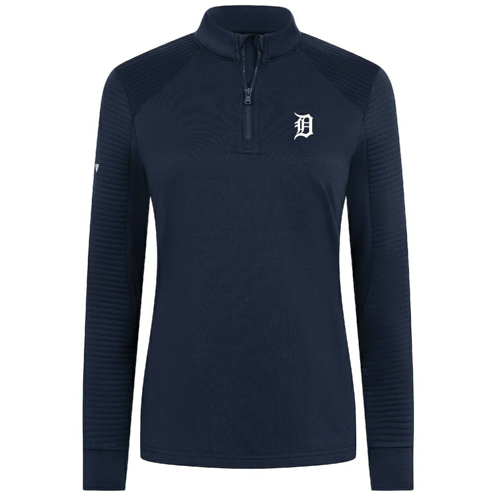 Detroit Tigers Levelwear Women's Power Insignia 2.0 Quarter-Zip Pullover Top - Navy