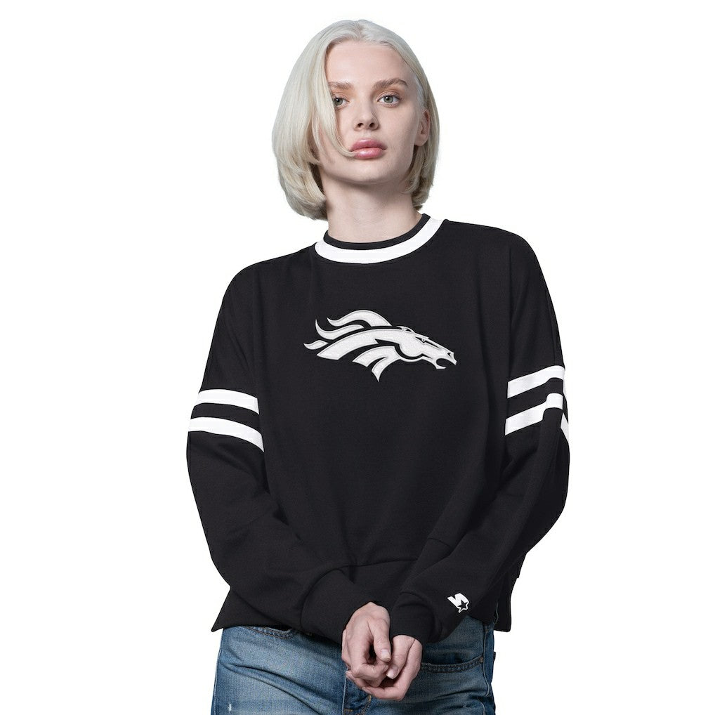 NFL Denver Broncos Starter Women's Rally Drop Shoulder Cropped Sweatshirt
