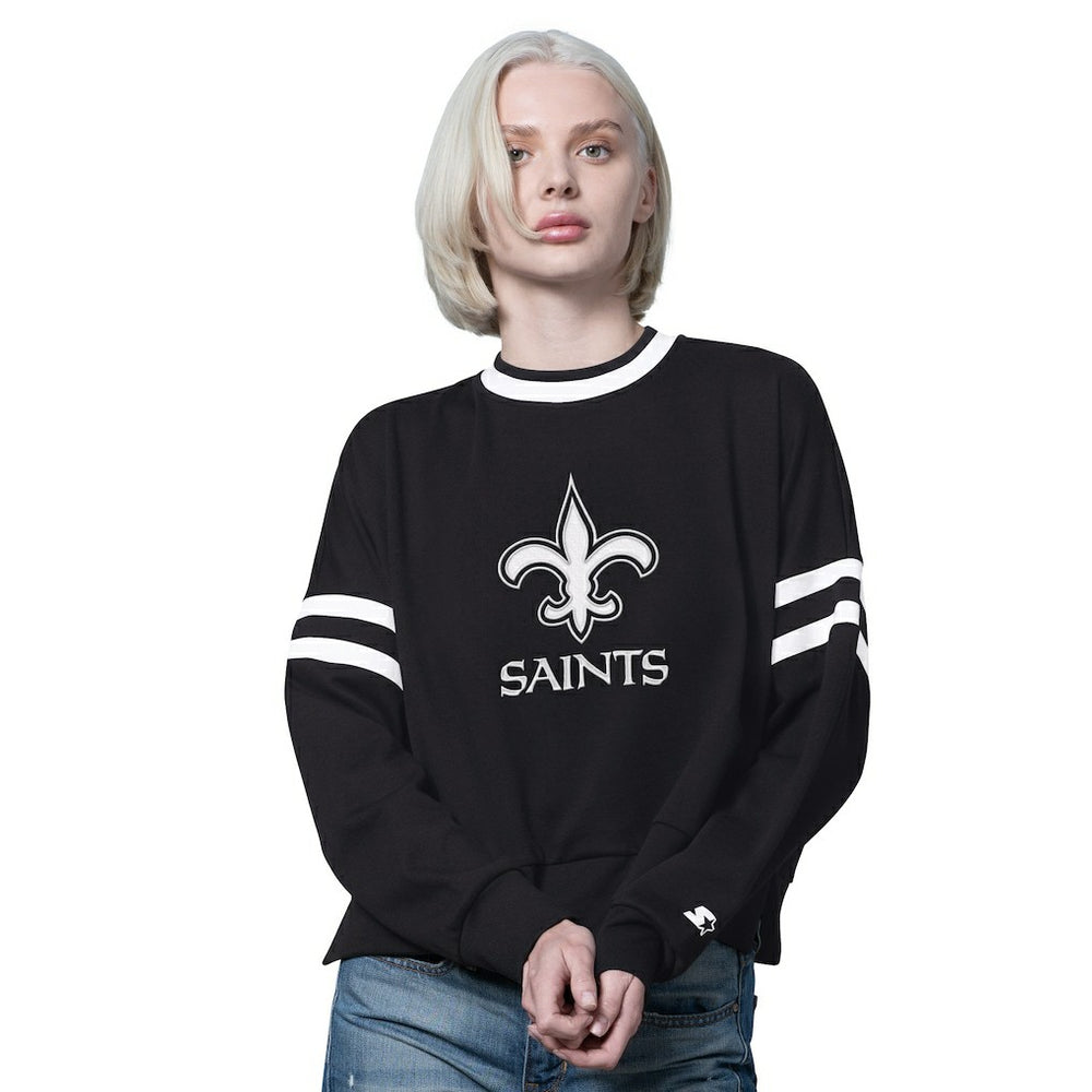 NFL New Orleans Saints Starter Women's Rally Drop Shoulder Cropped Sweatshirt