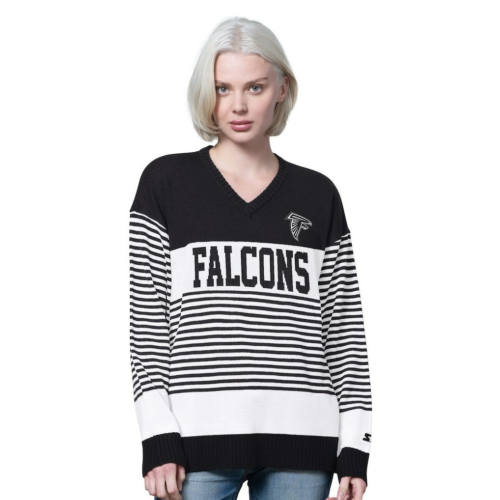 NFL Atlanta Falcons Starter Women's No Huddle Striped V-Neck Sweater