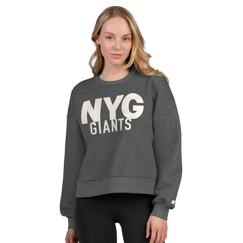 NFL New York Giants Starter Women's Show Up Cropped Fleece Pullover Sweatshirt