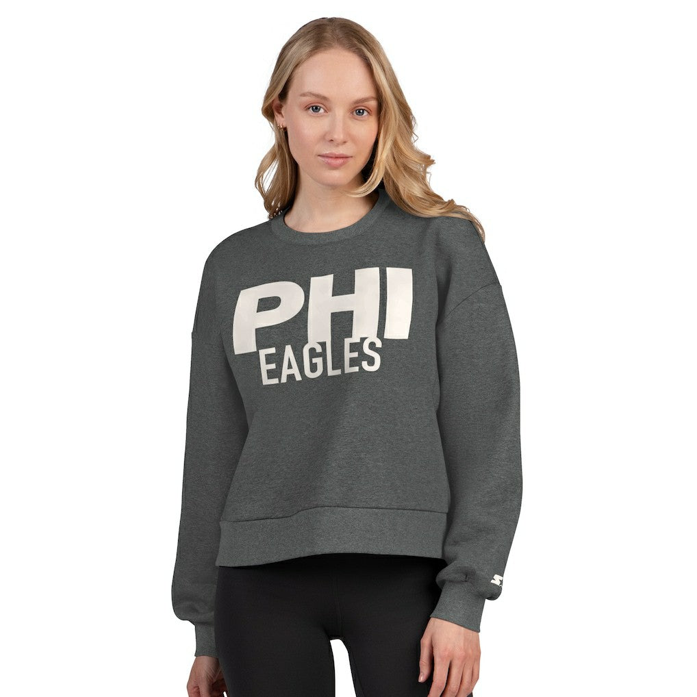 NFL Philadelphia Eagles Starter Women's Show Up Cropped Fleece Pullover Sweatshirt